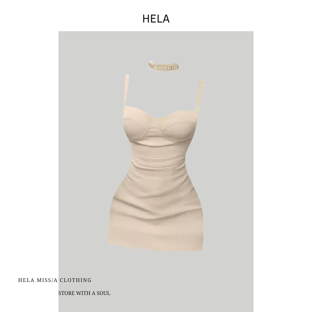 VÁY BODY CÚP NGỰC MÀU BE KẾT HỢP CÙNG CHOKER