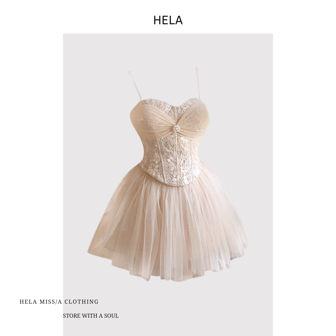 ÁO CORSET MÀU BE KẾT HỢP CÙNG VÁY XOÈ