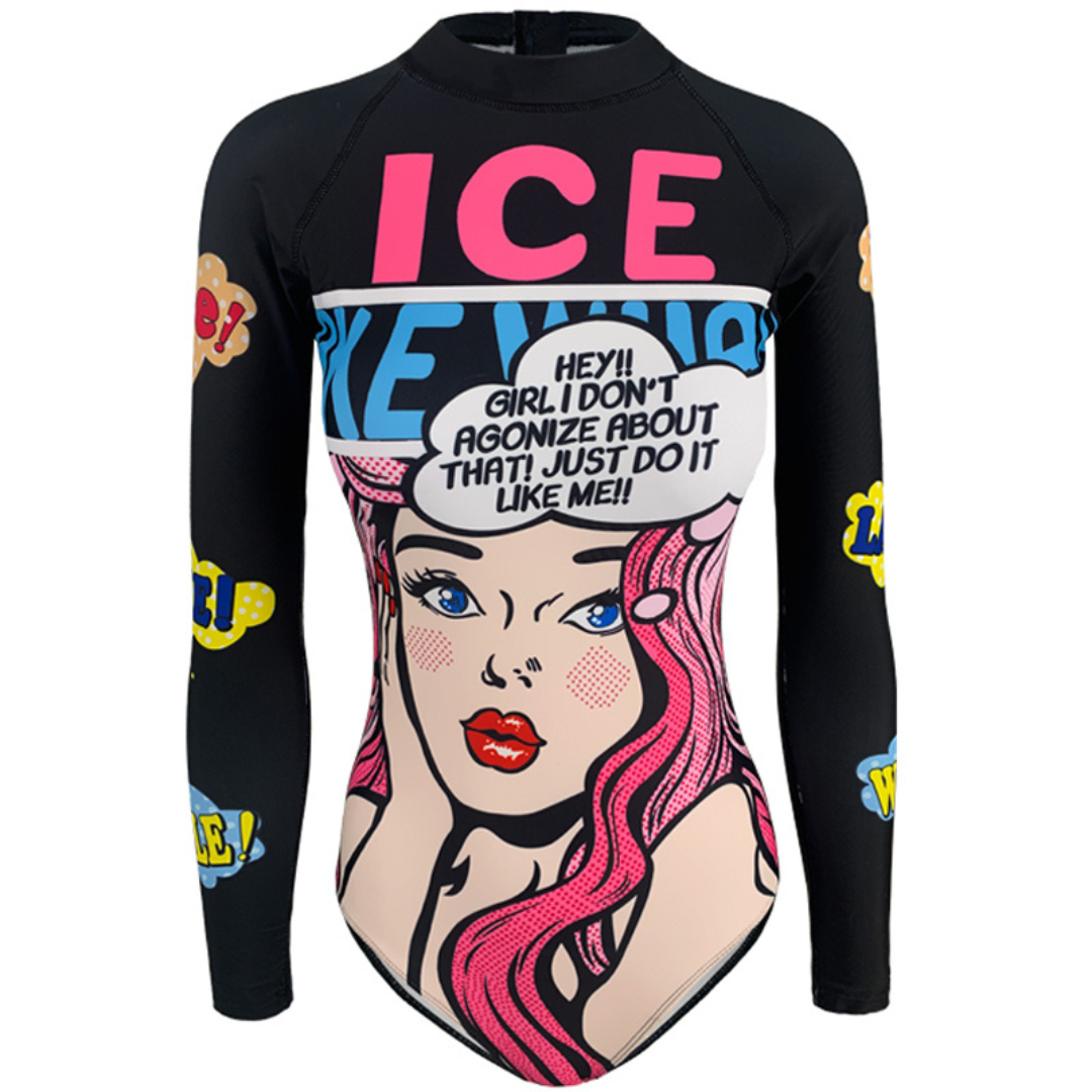 ĐỒ BƠI 1 MẢNH DÀI TAY IN HÌNH ĐỘC ĐÁO