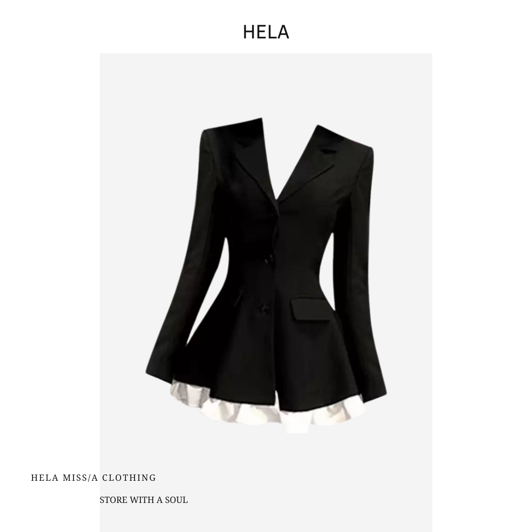 ÁO BLAZER DÁNG VÁY MÀU ĐEN CÙNG HOẠ TIẾT XẾP LI