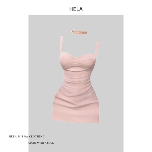 VÁY BODY CÚP NGỰC MÀU BE KẾT HỢP CÙNG CHOKER