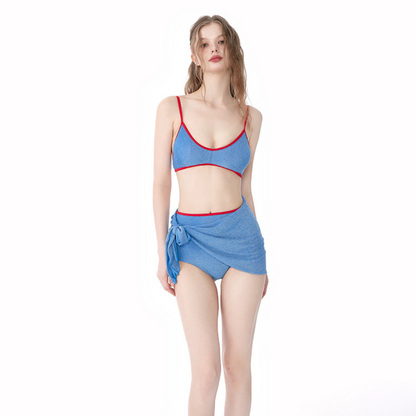 BIKINI 3 MẢNH XẺ EO CAO MÀU XANH