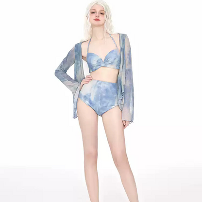 BIKINI 3 MẢNH MÀU XANH HOẠ TIẾT TIE-DYE